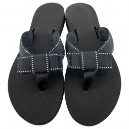 Black Tailored Bow Sandal