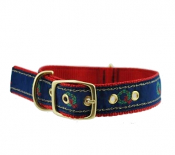 Classic Dog Collar with Holiday Wreath