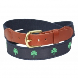 Shamrock Motif on Navy Cotton Web Belt