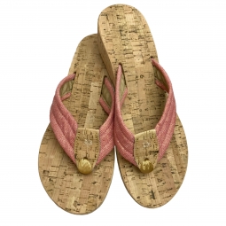 Metallic Rose Fabric Sandal on Cork