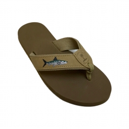 DYO Leather & Khaki Cotton Web Sandal with Embroidery Motif