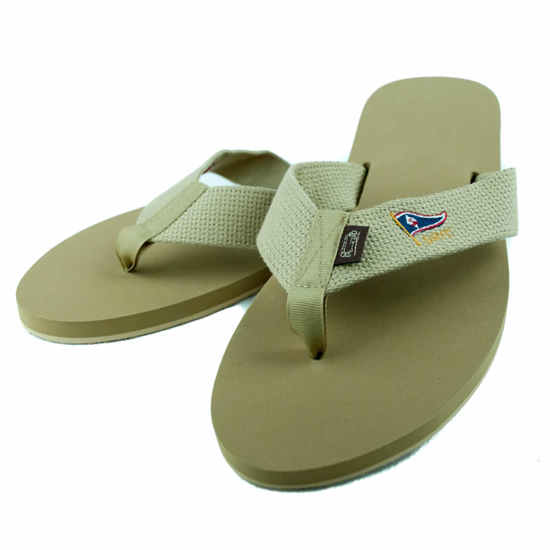 Men's Sandal with SRYC Burgee embroidered onto khaki cotton web, no